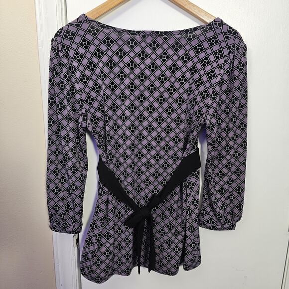 VTG Y2K Empire Waist Babydoll Top Size S Geometric Print Whimsygoth Fairy Grunge - Picture 6 of 6